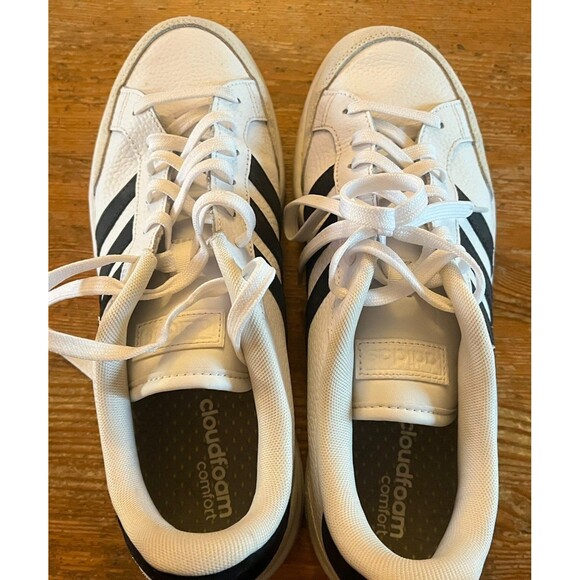 Adidas Grand Court Men\'s 10.5 White Black Leather Sneakers FW3277 main image 7